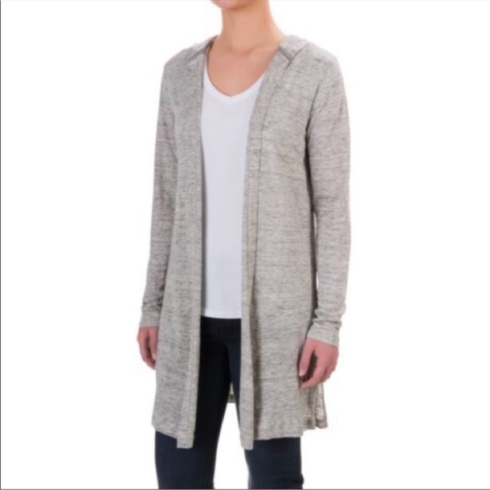 Cynthia Rowley Open Front Hooded Linen Cardigan Size Small